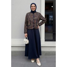 inStyle Etnik Desen Ceket Etek Lacivert Takım
