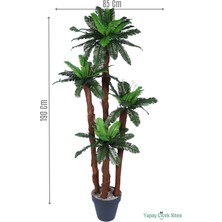 Yapay Çiçek Sitesi Kumaş Yapraklı Yapay Sıkas Ağacı 190 cm Antrasit Saksıda