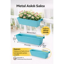 Binbirreyon Askılı Metal Çiçek Saksısı Geçme Askılı Saksı Balkon Saksı 38,5cm AH159