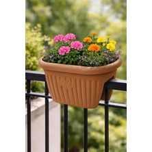 Binbirreyon Balkon Demirine Geçme Saksı Balkon Saksısı Oluklu Saksı 33CM Kahverengi AH082