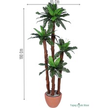 Yapay Çiçek Sitesi Kumaş Yapraklı Yapay Sıkas Ağacı 190 cm Bohem Kiremit Saksıda