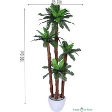 Yapay Çiçek Sitesi Kumaş Yapraklı Yapay Sıkas Ağacı 190 cm Bohem Gri Saksıda