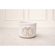 Pitaya Sanat Altın Detaylı Dua Elleri Motifli El Yapımı Seramik Kase