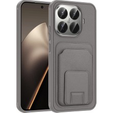 HTstore Xiaomi Uyumlu 15T Pro Kılıf Kartlıklı Tpu Zore Bikart Kapak-Gri