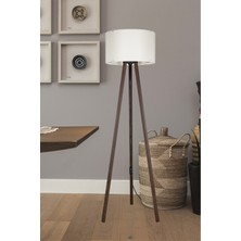 Allians Şık Tripod Krem Başlık ve Kahve Ayaklı Modern Lambader
