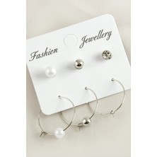 SiHako 6 Adet Inci Halka Taşlı Küpe 2,5 cm