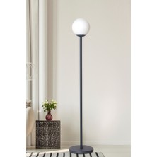 Allians Modern Antrasit Metal Gövdeli Beyaz Cam Tasarım Lüx Yerden Aydınlatma Lâmbader