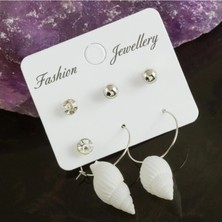 SiHako 6 Adet Deniz Kabuğu Taşlı Halka Küpe 2 cm