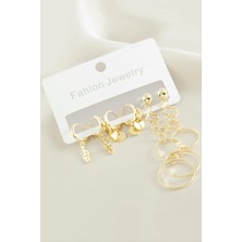 SiHako 6 Adet Inci Taşlı Halka Küpe