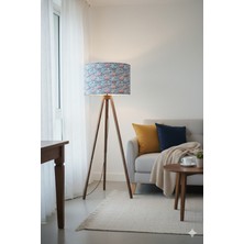 Allians Kuşlar Desenli Dijital Baskılı Kumaş Tripod Ayaklı Lambader