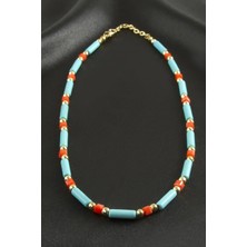 SiHako Turkuaz Boncuk Kristal Kolye