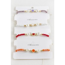 SiHako Mineli Inci Kristal Makrome Ip Bileklik