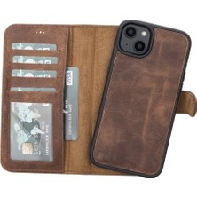 Ne Verelim Size Buğz Apple iPhone 14 Plus Uyumlu Deri Cüzdanlı Kılıf Mwwn G2 Kahve