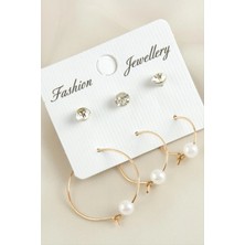 SiHako 6 Adet Inci Taşlı Halka Küpe 2,5 cm