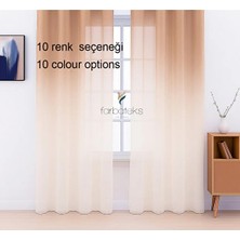 Farbateks Vizon Açık Kahve Bej Tül Perde Degrade Renk Üsten Renk Geçişli  2kat Pileli Tül Perde