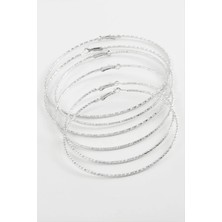 SiHako Çizgili Metal Halka Küpe 6 Adet