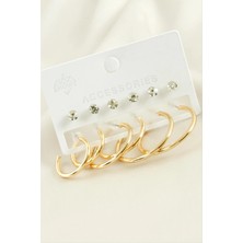 SiHako 12 Adet Taşlı Halka Küpe