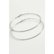 SiHako Ezme Çizgili Metal Halka Küpe 8-9-10 cm