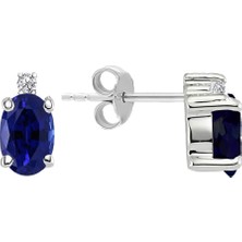 Sirius Pırlanta ve Oval Safir Arya Küpe 0417E0065