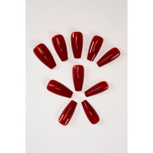 Pop Beauty Takma Tırnak Seti 24 Adet Kırmızı Renkli Zararsız Yapıştırıcı ile Kolay Uygulama