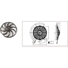 Kormas 12V Fan Motoru Emici Aksiyel 12 " (Helis) (Orta Motorlu) (Dış Çap 335 Mm)