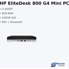 Yenilenmiş Hp Elitedesk 800 G4 Mini Pc I5-8500T 8gb Ddr4 240GB SSD Wifi Bluetooth Windows 10 Kurulu Garantili