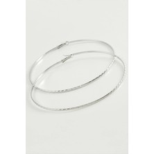 SiHako Zincir Çizgili Metal Halka Küpe 8-9-10 cm
