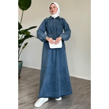 inStyle Tünel Kemerli Fermuarlı Mavi Kot Elbise