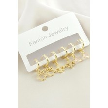 SiHako 6 Adet Baykuş Damla Taşlı Halka Küpe