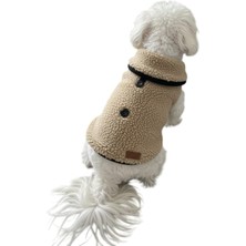 Storemax Uslucanmarketplace Kışlık Peluş Köpek Yelek, Sıcak Tutan Düğmeli Yumuşak Polar Küçük Irk Köpek Kıyafeti, Bej (Açık Kahve, Small)