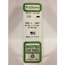 Evergreen 133 0,75*1,50*355 mm Köşeli Çubuk-10 Adet -Beyaz