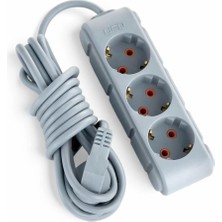 Storemax Uslucanmarketplace Ufo 3lü 2 Metre Topraklı Grup Priz, 16A 250V, Üçlü Uzatma Kablosu Gri Renk