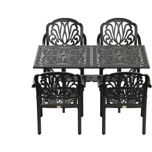 Ivf Siyah Dikdörtgen Masa + Bursa Sandalye