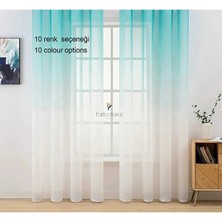 Farbateks Mint Yeşili Tül Perde Degrade Renk Üsten Renk Geçişli  2kat Pileli Tül Perde