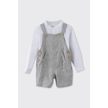 Panço Erkek Bebek Çizgili Hakim Yaka Gömleklil Ekru 2'li Takım