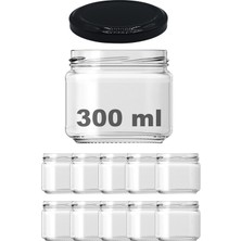 Storemax Uslucanmarketplace Afracam 300 ml Metal Siyah Kapaklı Şeffaf Cam Kavanoz 10 Adet