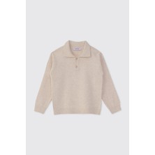 Panço Erkek Bebek Yakalı Triko Bej Kazak