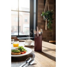 Ankara Menü Hakiki Deri Çatal Kaşık Kılıfı – Masa Düzenleyici Kaşıklık (10’lu Paket) - Bordo