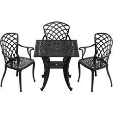 Ivf Siyah Kare Masa + 3'lü Hitit Sandalye