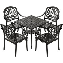 Ivf Siyah Kare Masa + 4'lü Bursa Sandalye