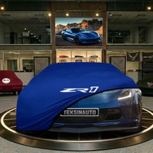 ULTRASHOP Chevrolet Corvette C7 (2014-2019) Mavi Kumaş Oto Branda Araca Özel Penye Araba Brandası Araç Örtüsü