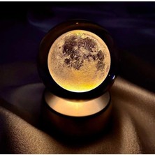 Storemax Uslucanmarketplace Senon Kristal Cam Küre Renk Değiştiren LED Işıklı Gece Lambası Dekoratif Hediyelik (Dolunay)