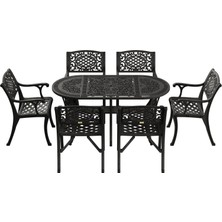 Ivf Siyah Oval Masa + 6'lı Cunda Sandalye