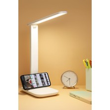 Storemax Uslucanmarketplace Şarjlı Masa Lambası 3 Renk Dokunmatik Telefon Standlı Kademeli Çalışma Okuma Işığı Lambası 9W (Beyaz)