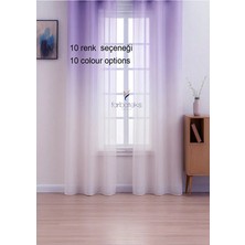 Farbateks Lila Tül Perde Degrade Renk Üsten Renk Geçişli  2kat Pileli Tül Perde