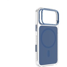 iPhone 17 Pro Max Kılıf M-Safe Uyumlu Metal Kamera Çerçeveli Airbag Lenyes CK221 Sert Pc Kapak Mavi