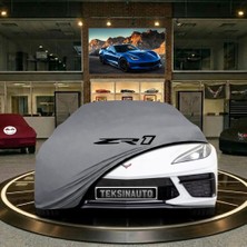 ULTRASHOP Chevrolet Corvette C8 Z06 (2023-) Gri Kumaş Oto Branda Araca Özel Penye Araba Brandası Araç Örtüsü