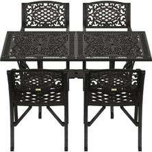 Ivf Siyah Dikdörtgen Masa + 4'lü Cunda Sandalye
