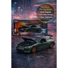 Toyfest Jada 1/24 Fast & Furious Fast x 2023 Nissan Z Diecast Metal Açılır Kapı Kaput Bagaj Koleksiyon Yeşil