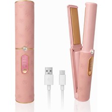 Özbience Kablosuz Titanyum Saç Düzleştirici ve Bukle Yapıcı, Usb-C, Pembe